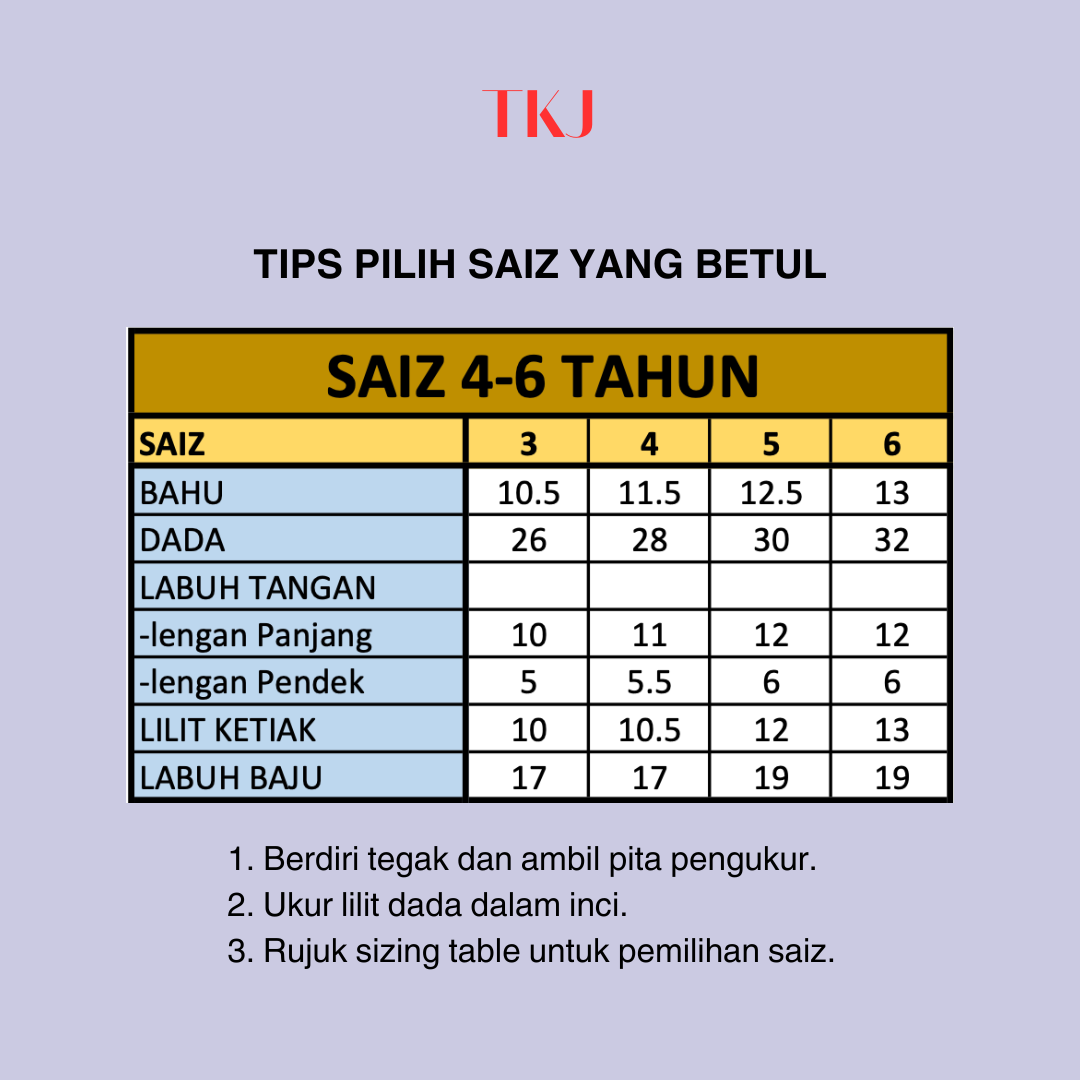 Kanak-kanak Kolar Lengan Pendek ( 4 - 6 Tahun )